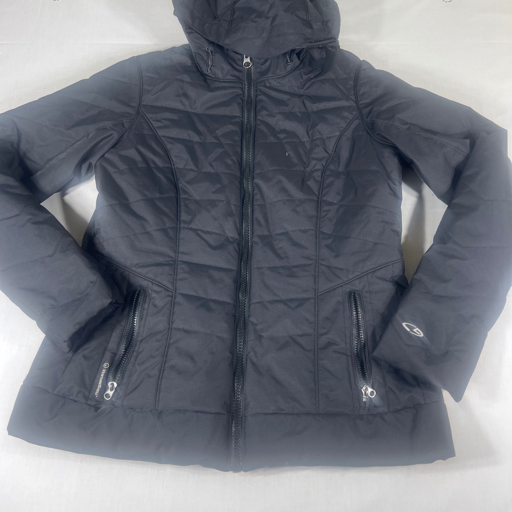 Champion VentureShell Black Puffer Jacket Hooded Full Zip Insulated Womens L